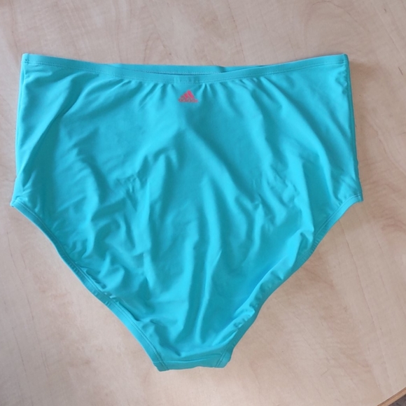 Adidas HIgh Waist Hipster Bikini Bottom Aqua 1X - Picture 8 of 12
